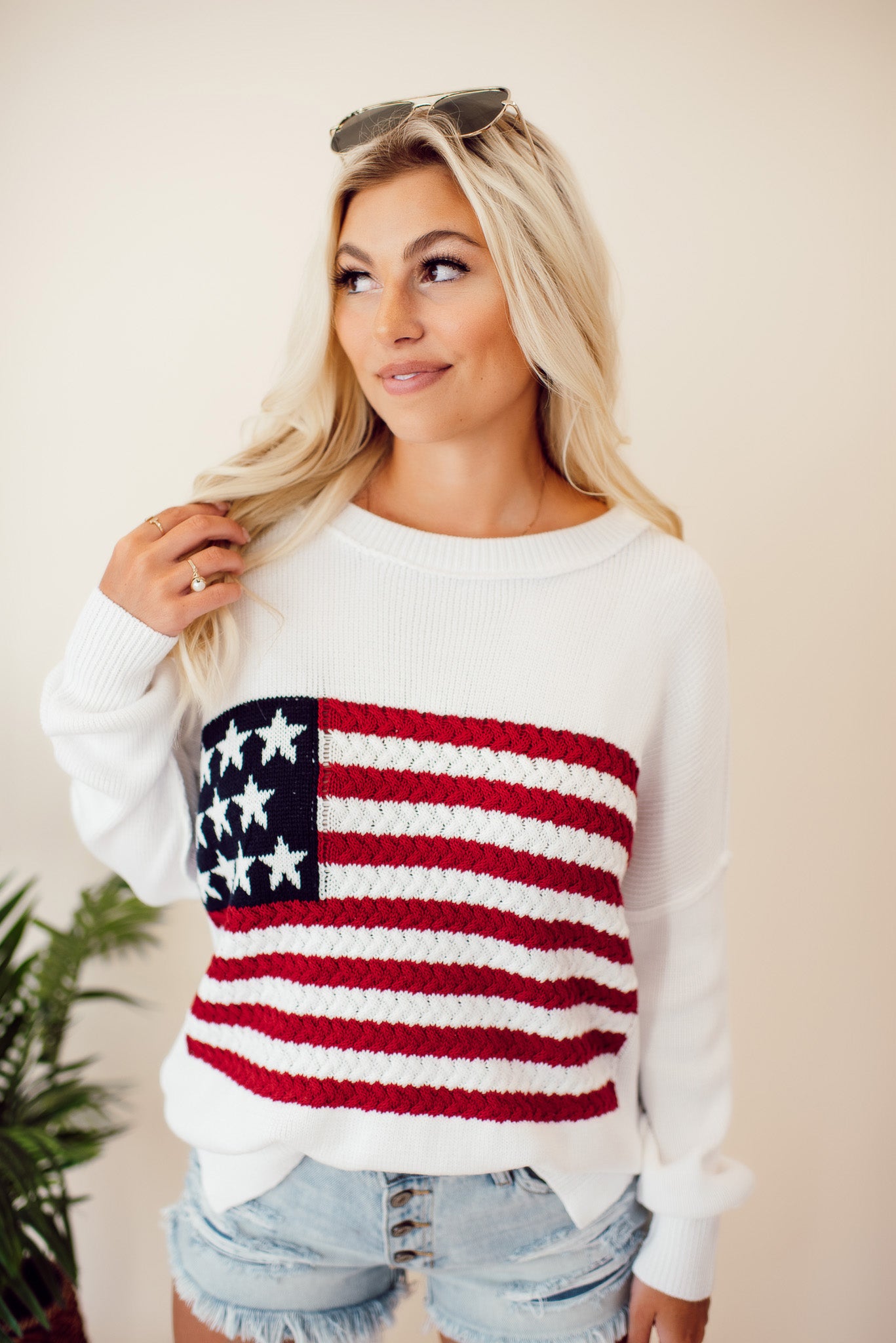 Flag Crochet Knit Sweater
