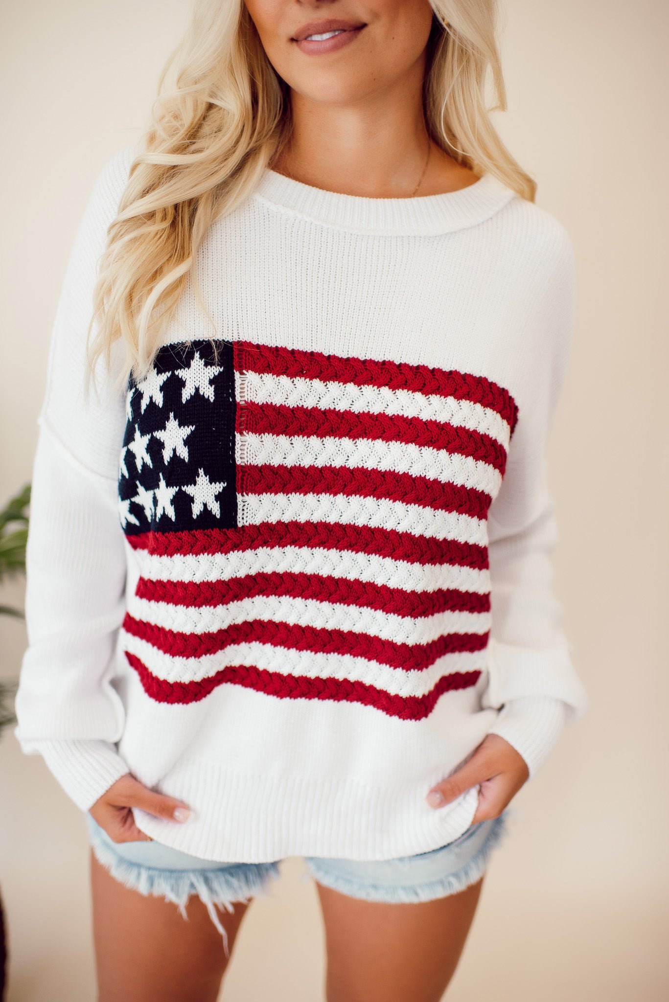 Flag Crochet Knit Sweater