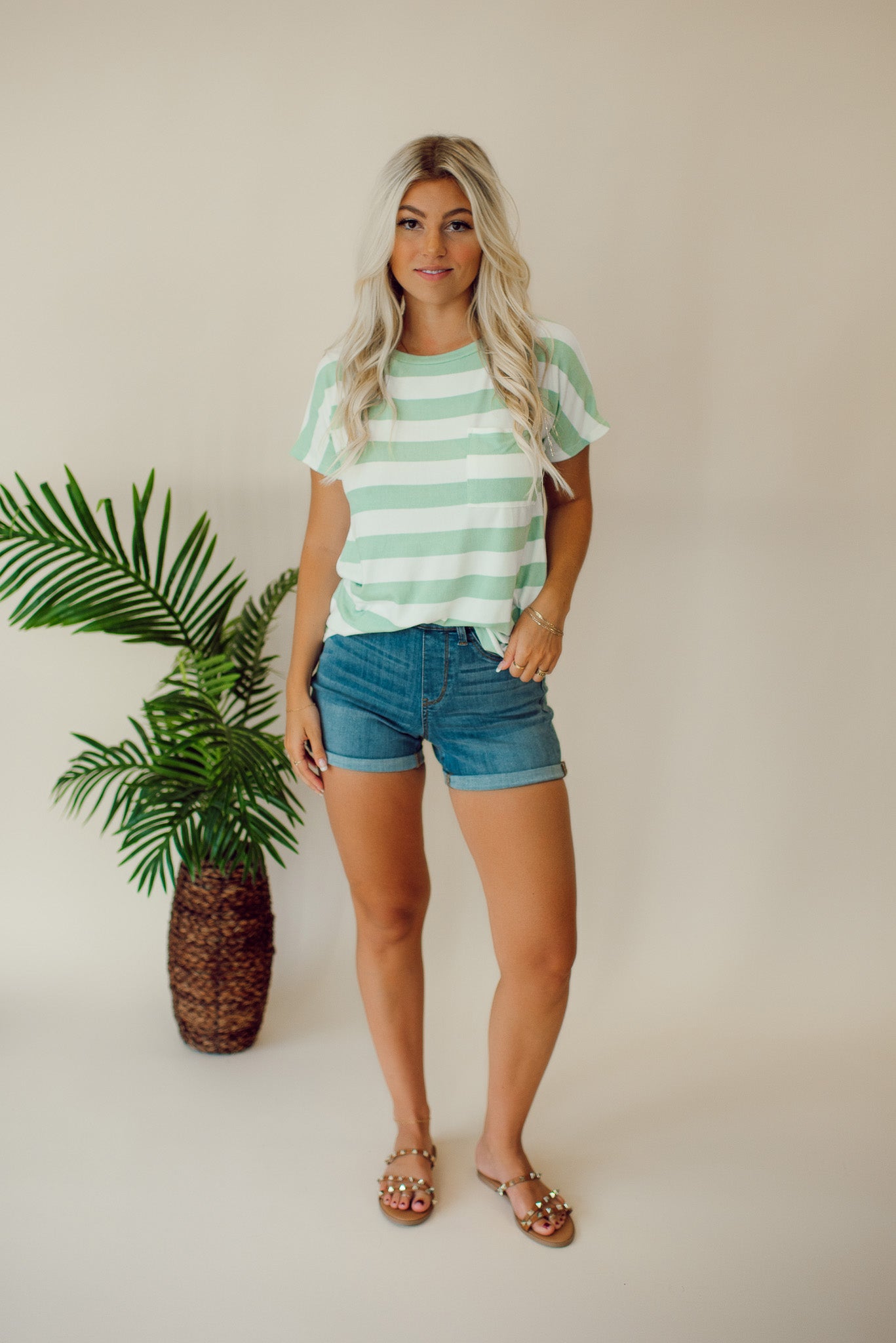 Cottage Feels Striped Tee (Mint)