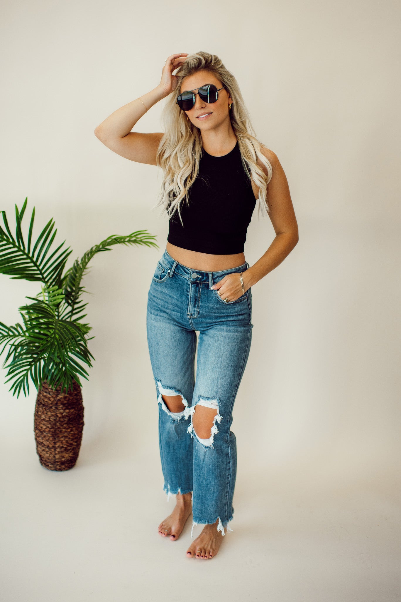 Not Over It Cropped Tank (Black)