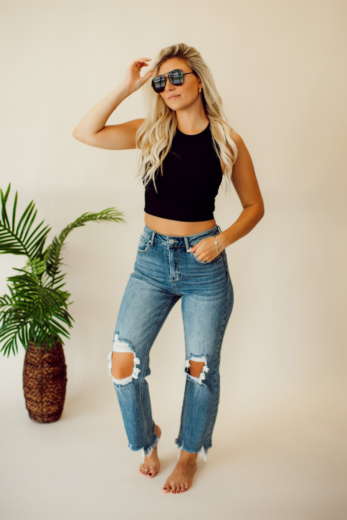 Not Over It Cropped Tank (Black)