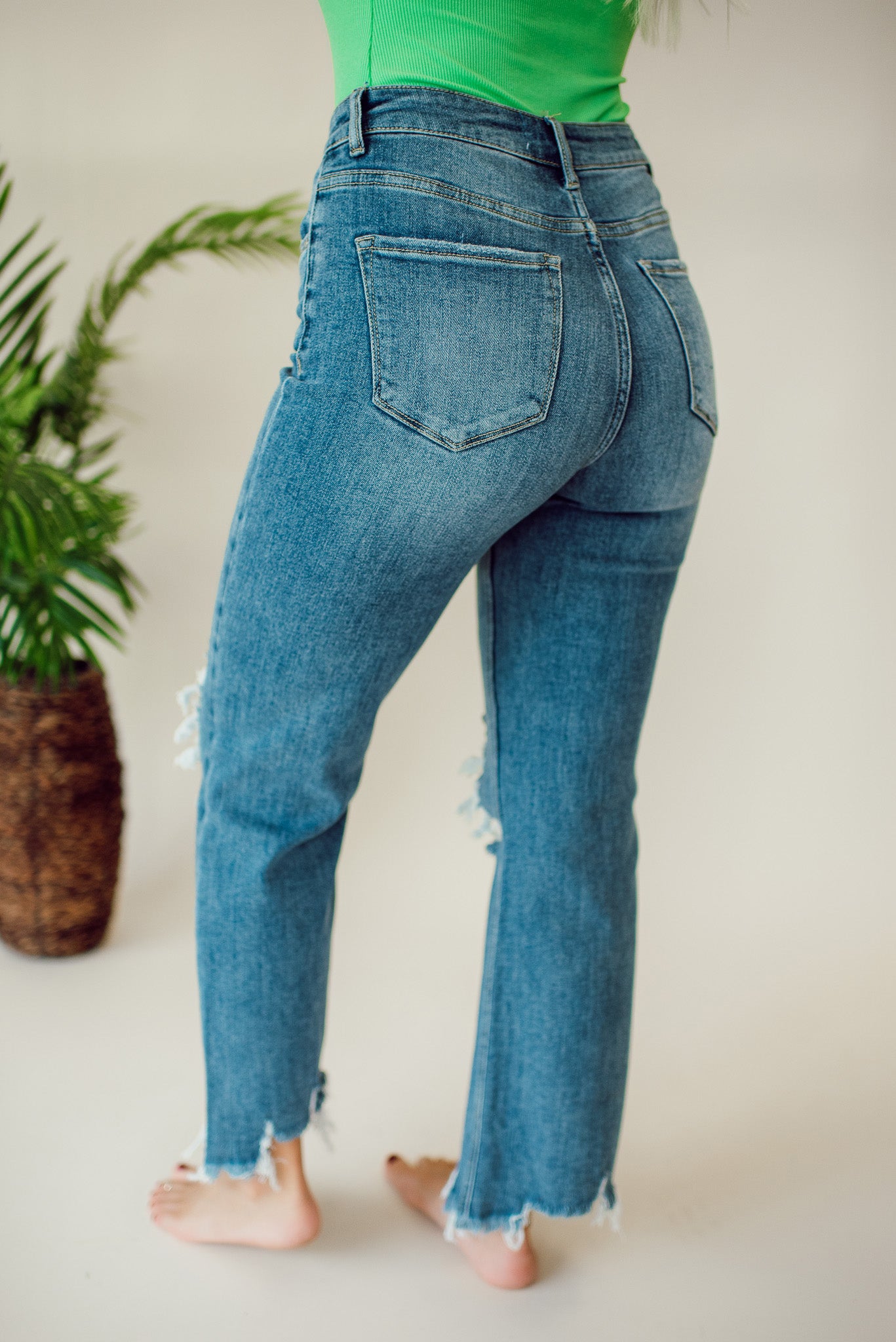 Risen Hayden Crop Straight Jeans (Medium Wash)