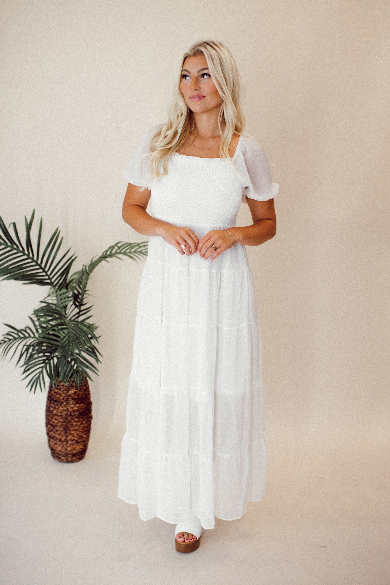 Easy On Me Maxi Dress (White)