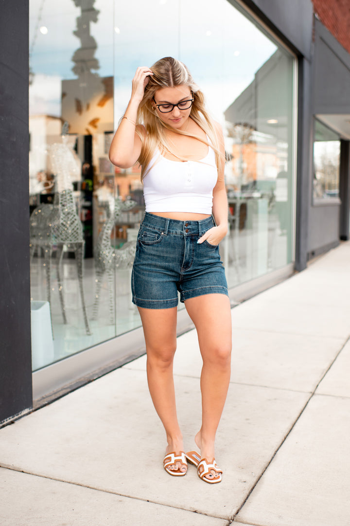 Judy Blue Payton Tummy Control Shorts (Dark)