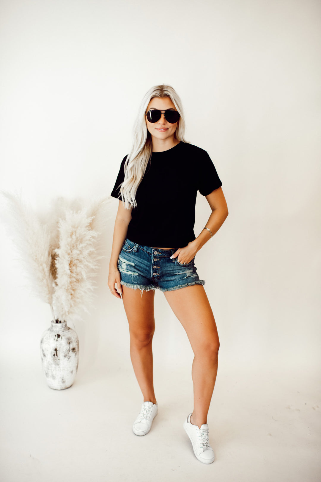 Kori Cropped Tee (Black)