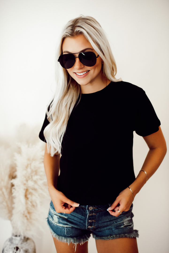 Kori Cropped Tee (Black)