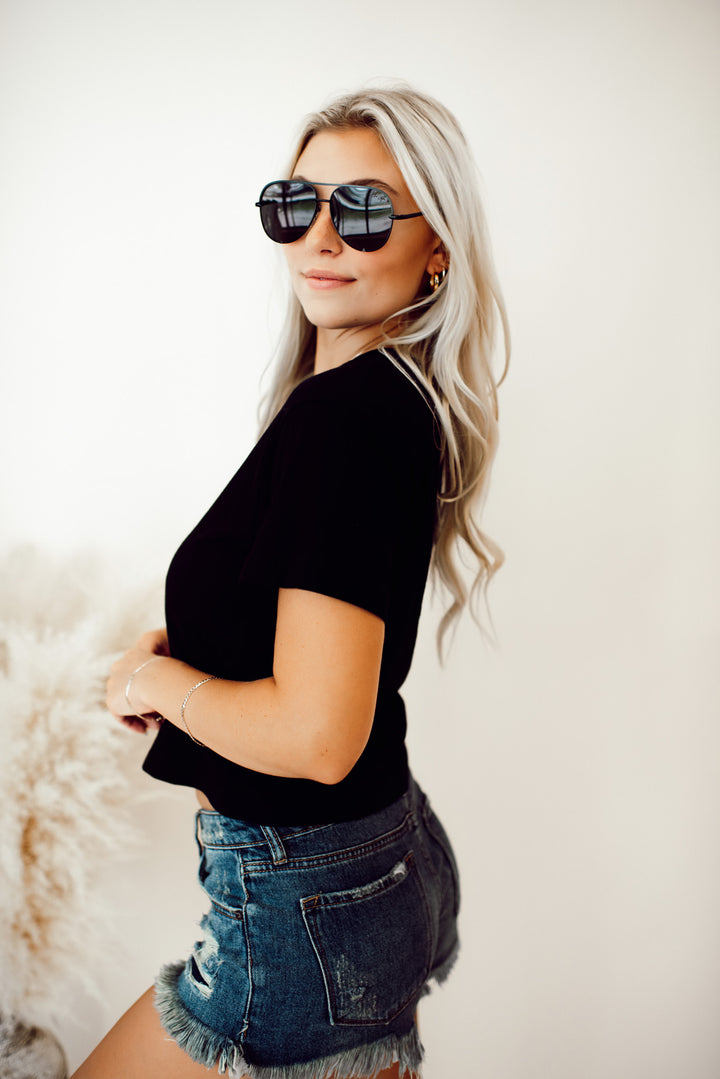 Kori Cropped Tee (Black)