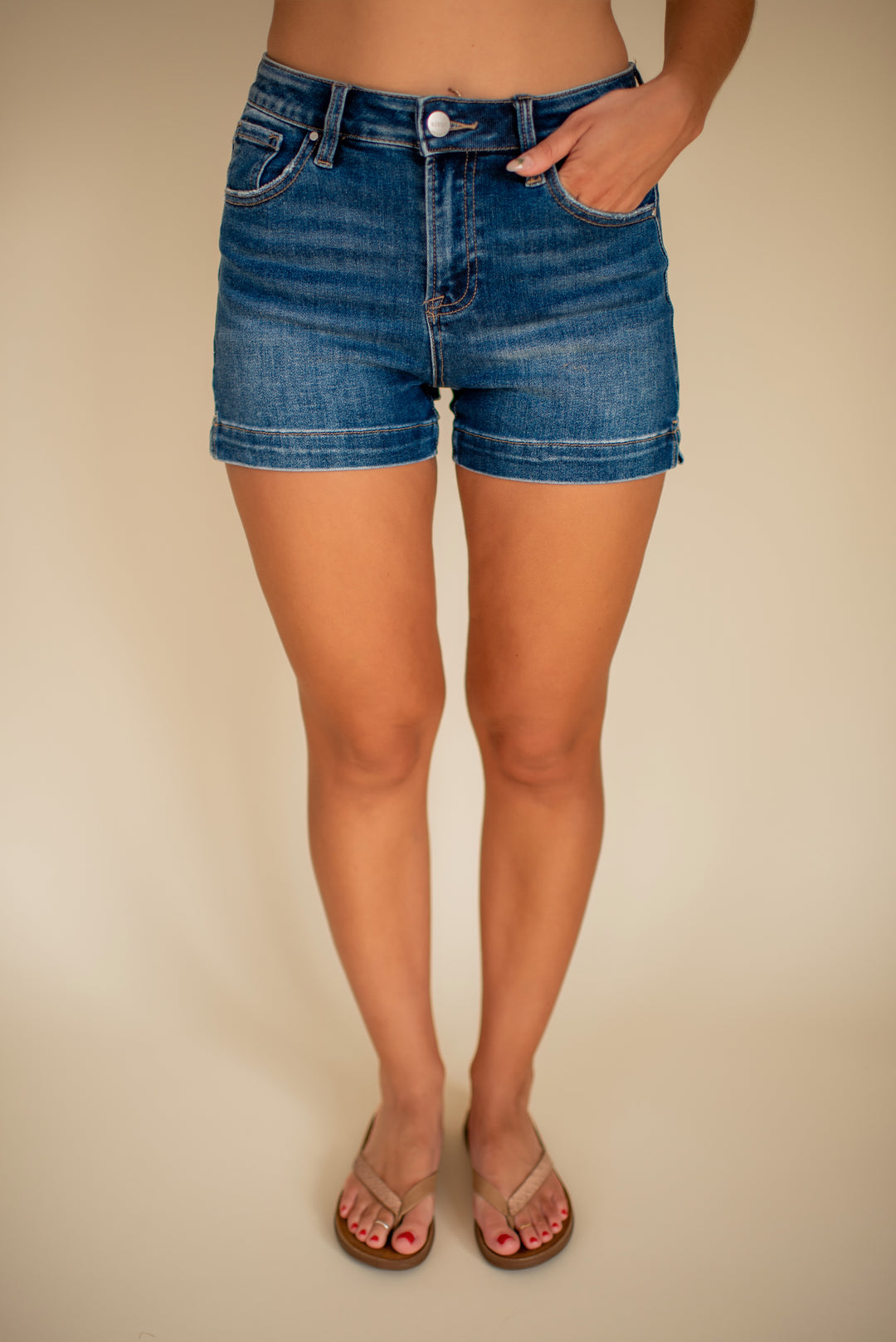 Risen Aspyn Denim Shorts (Dark)