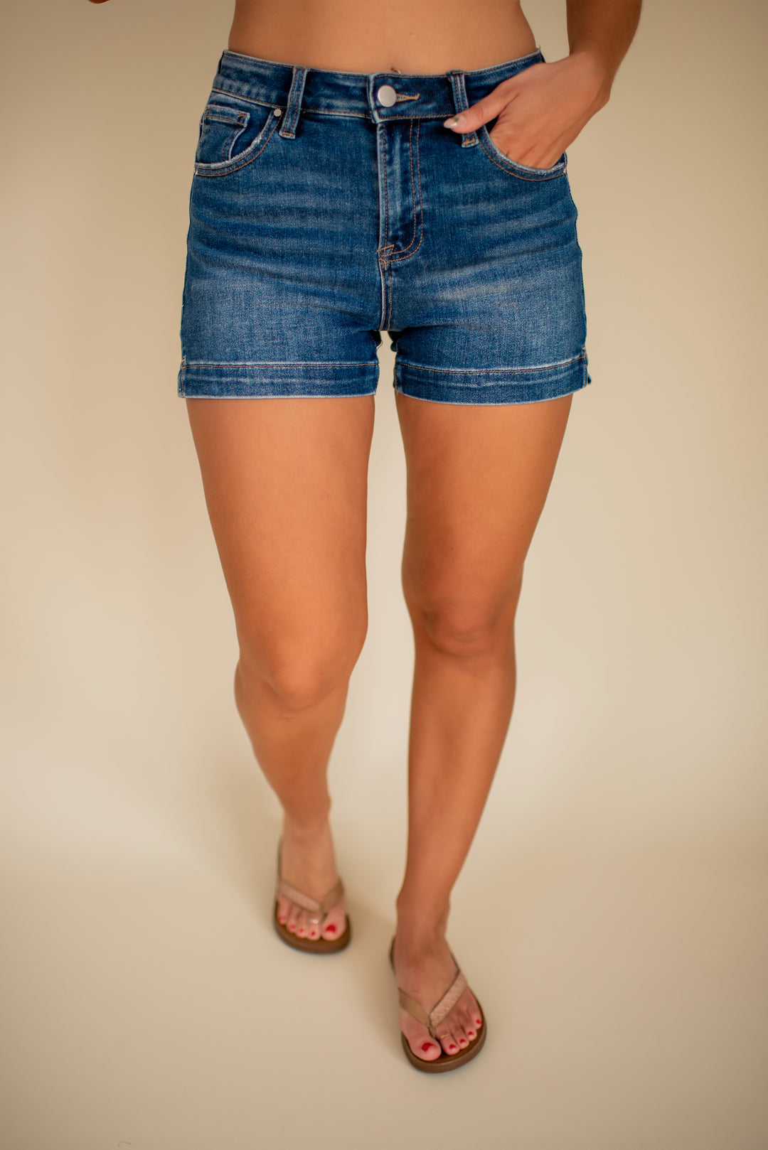 Risen Aspyn Denim Shorts (Dark)