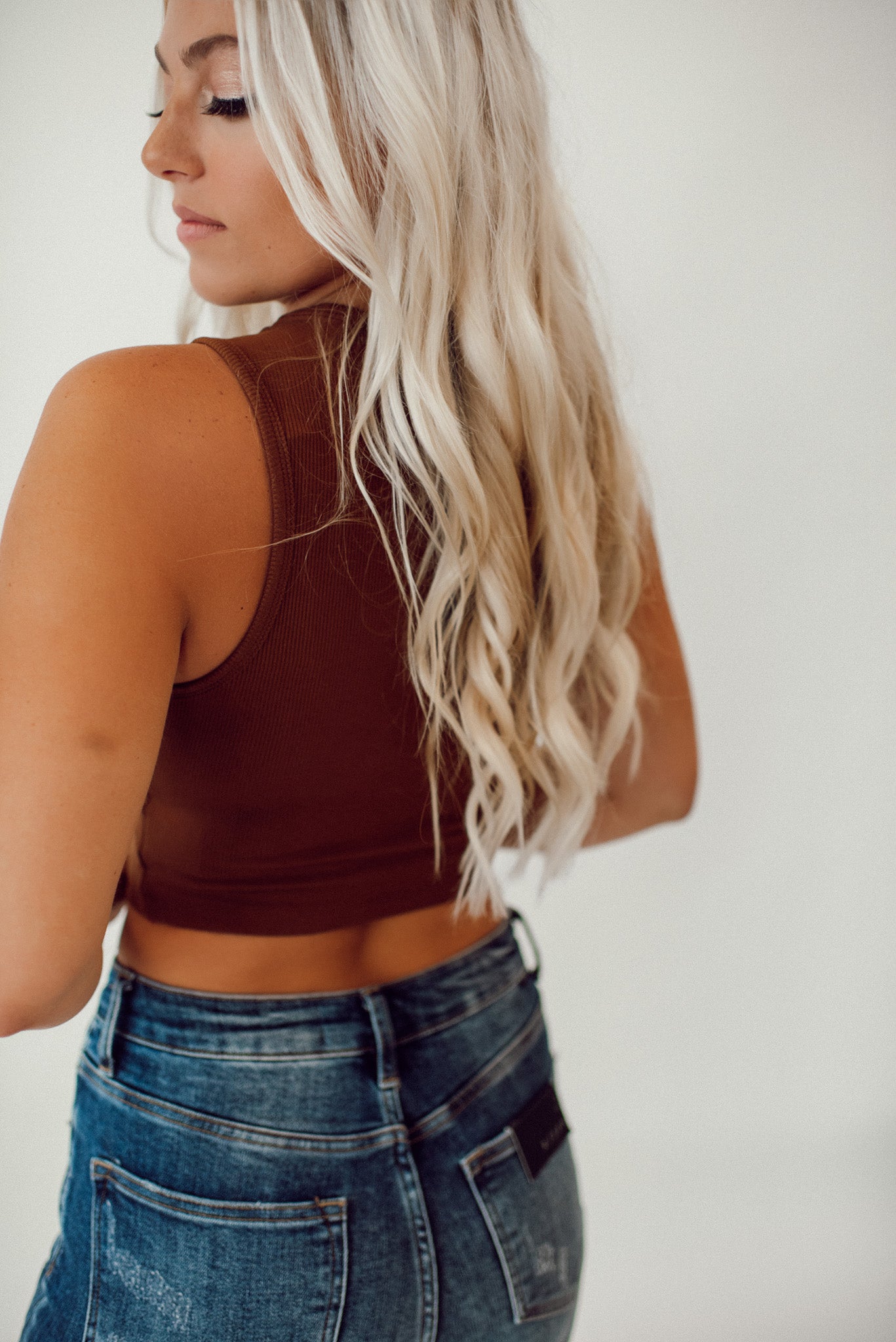 Not Over It Cropped Tank (Brown)