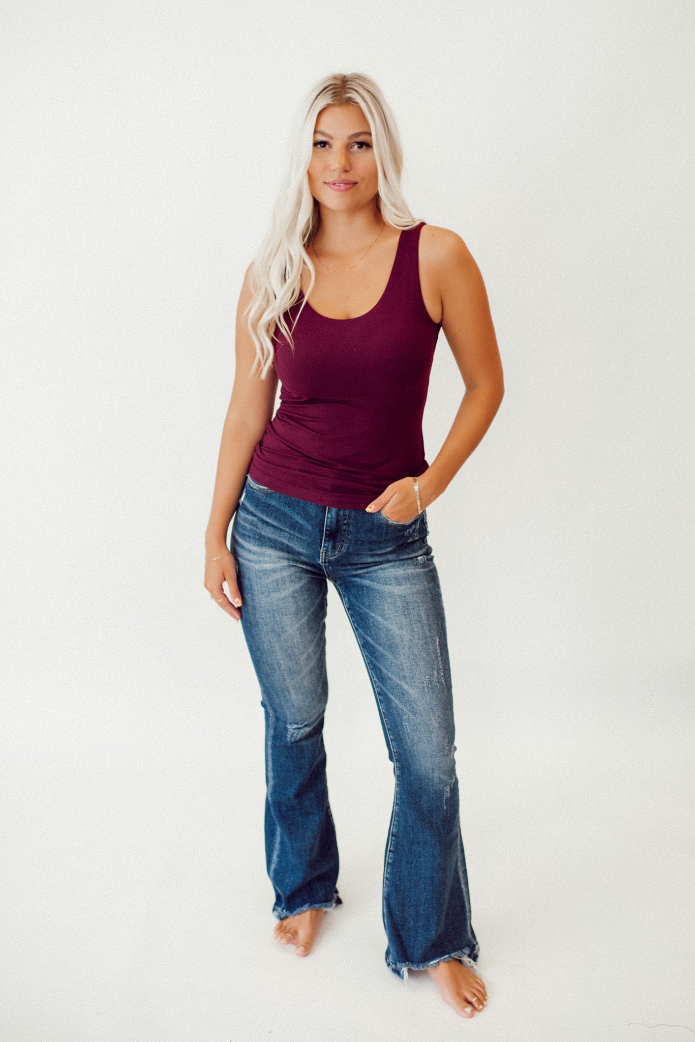 Casual But Cool Tank in Burgundy