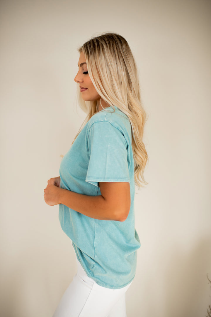 Laid-Back Vintage Wash Tee (Dusty Teal)