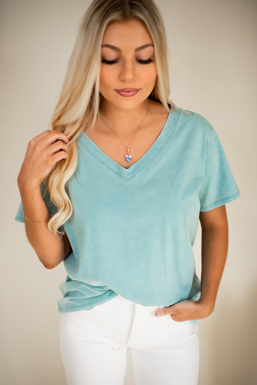 Laid-Back Vintage Wash Tee (Dusty Teal)