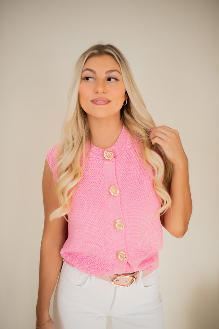 Harbor Bound Knit Vest (Pink)