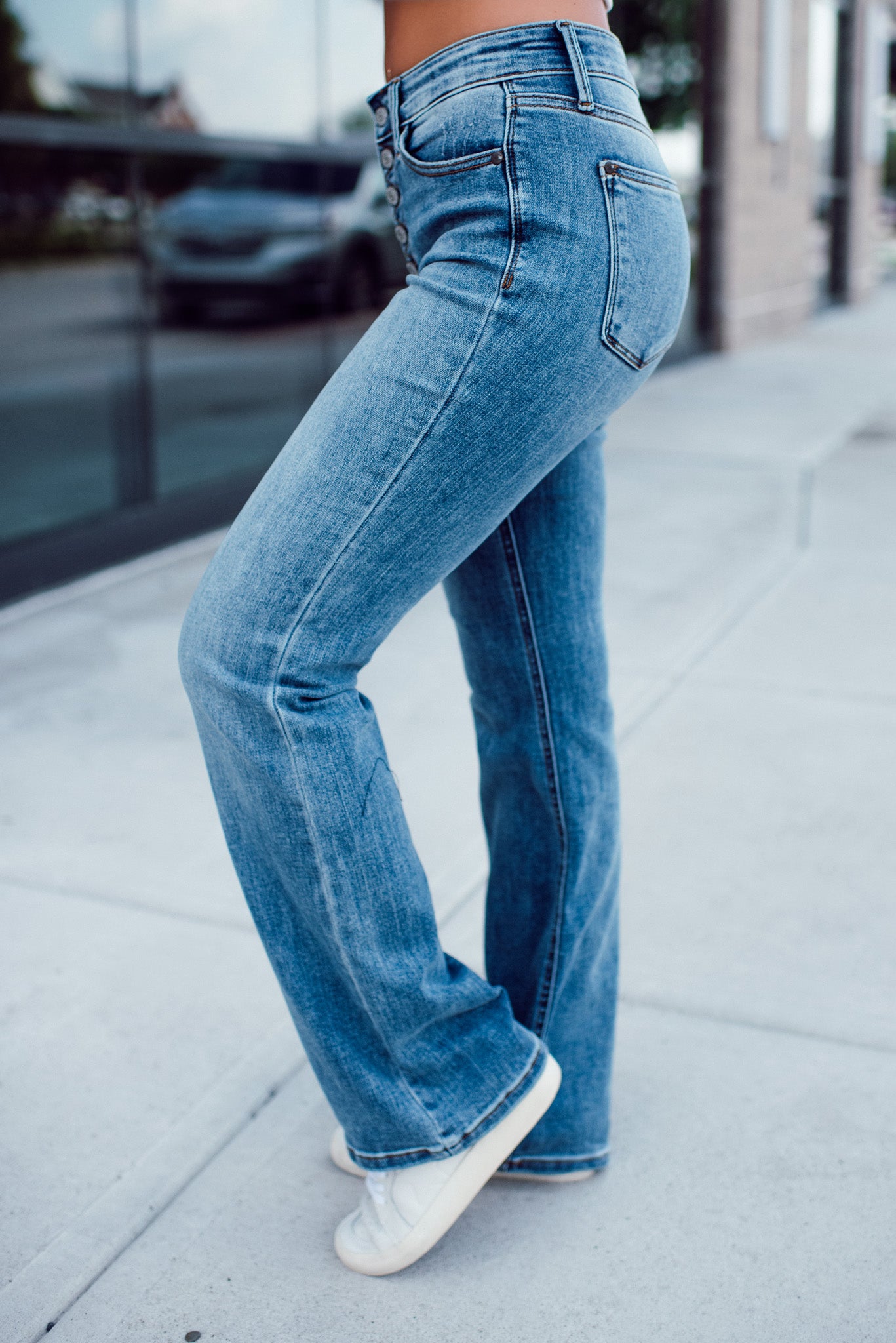 Judy Blue Matilda Mid Rise Vintage Button Fly Bootcut Jeans