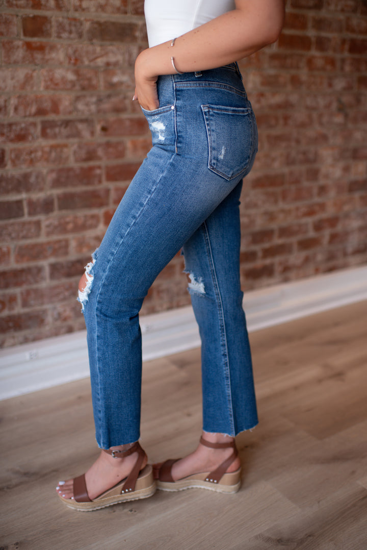 Lylah Distressed Crop Denim (Medium Wash)