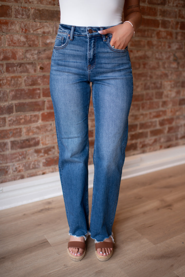 Willow Tummy Control Wide Leg Denim (Dark)