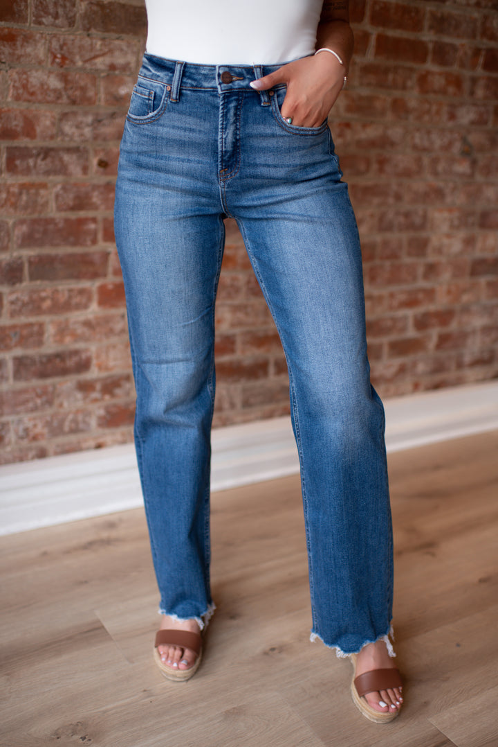 Willow Tummy Control Wide Leg Denim (Dark)