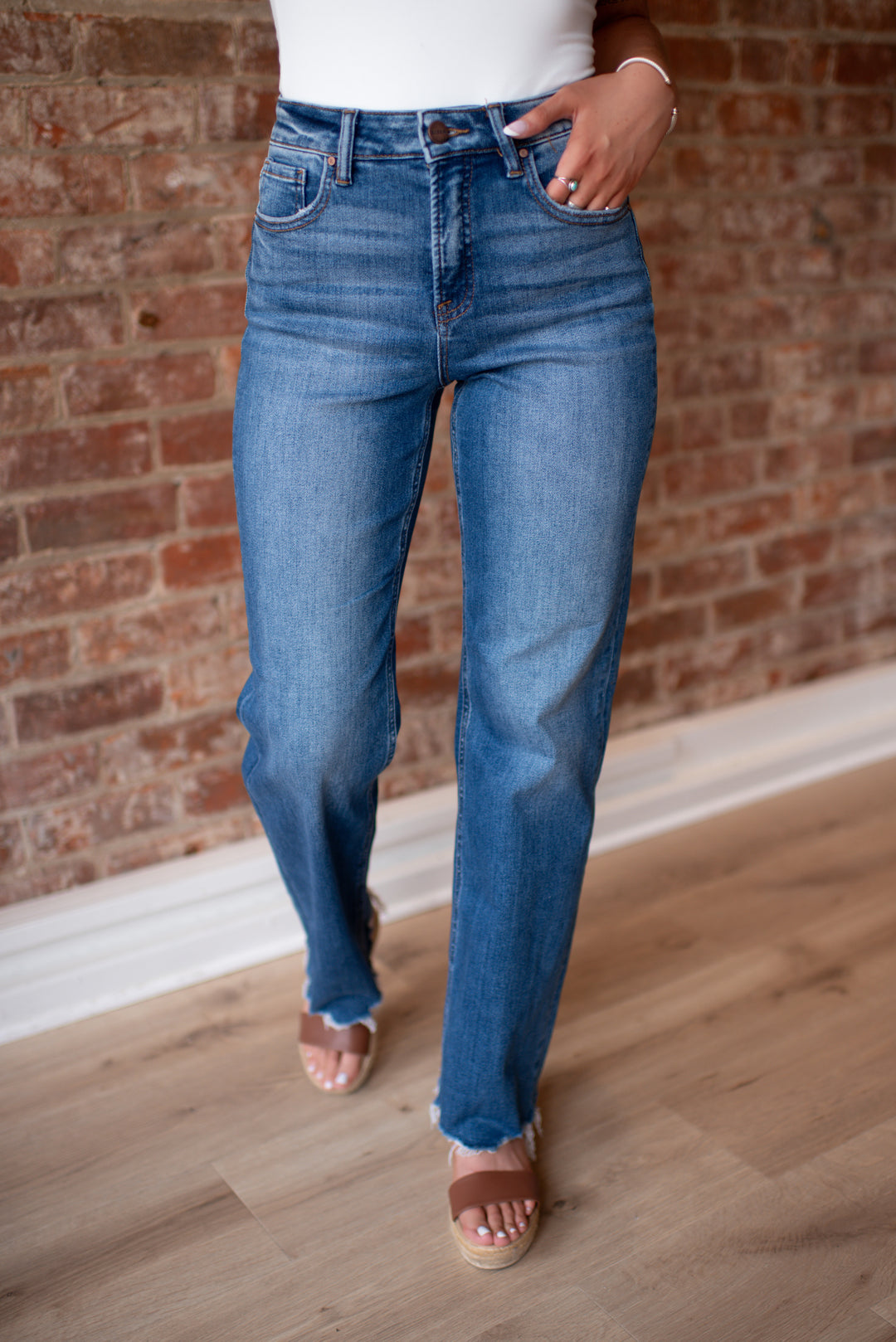 Willow Tummy Control Wide Leg Denim (Dark)