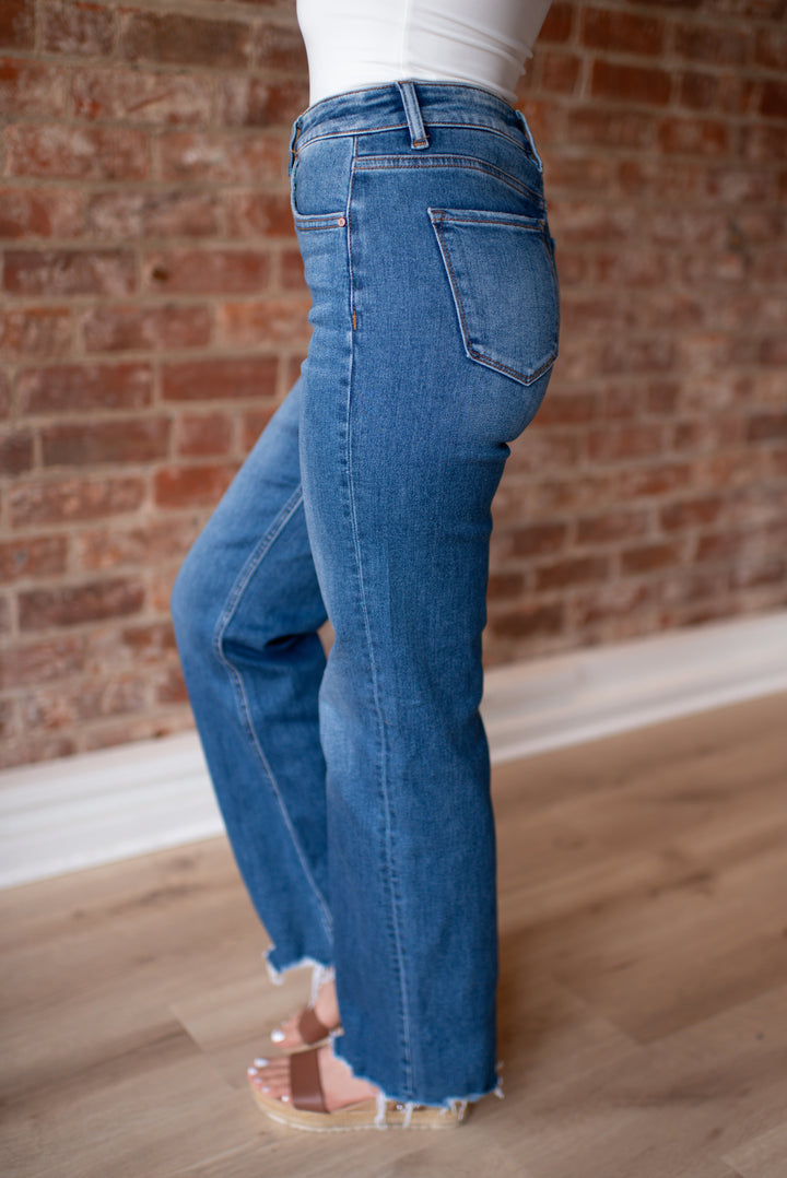 Willow Tummy Control Wide Leg Denim (Dark)