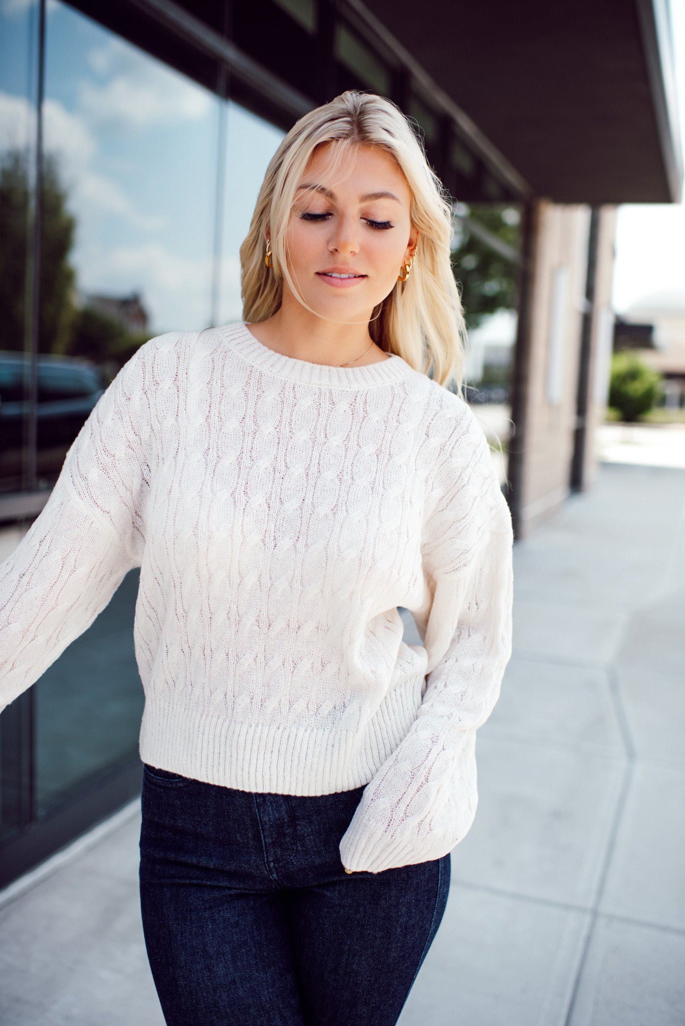 Lorelei Cable Knit Sweater (Ivory)
