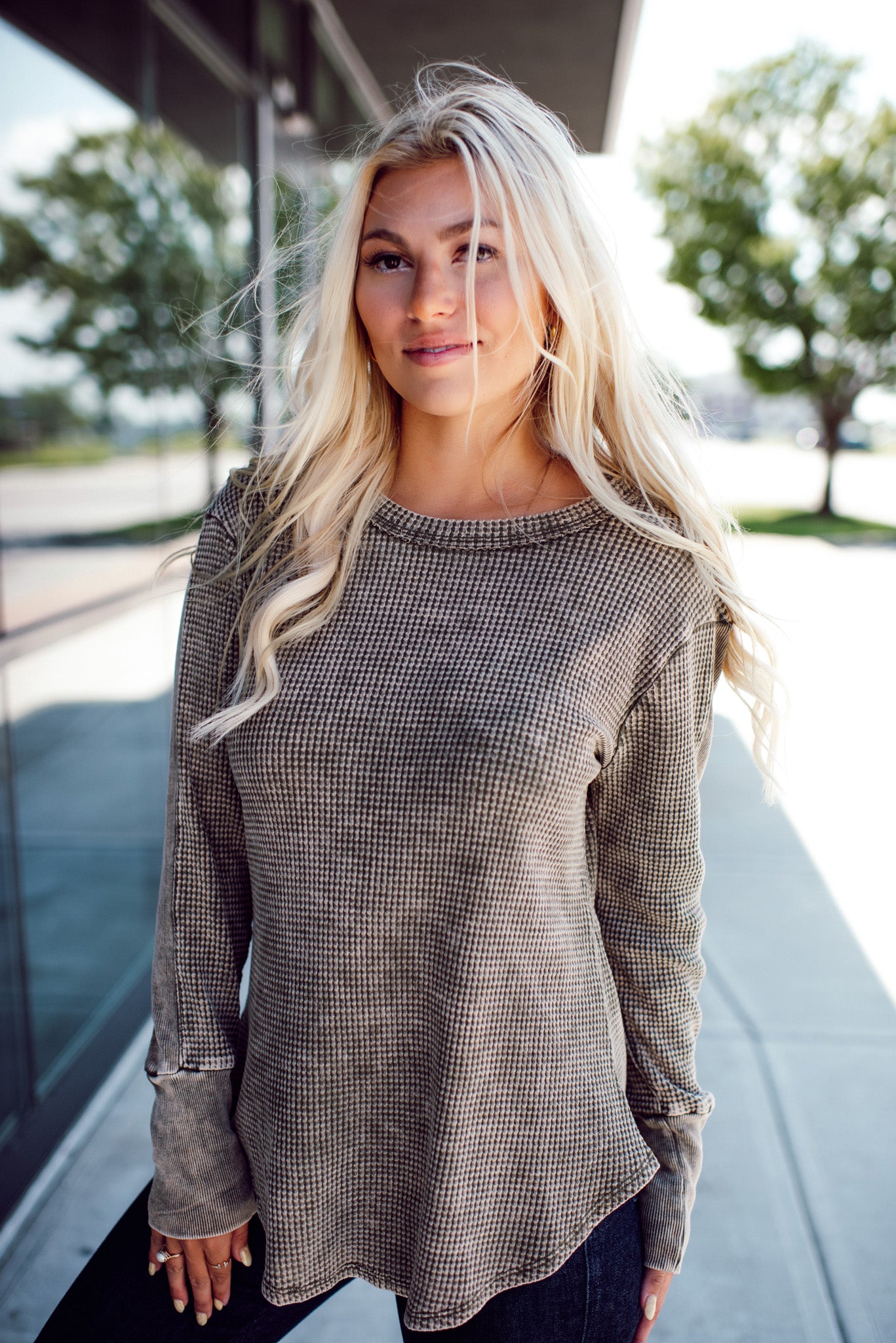 Tommi Waffle Knit Top (Olive)