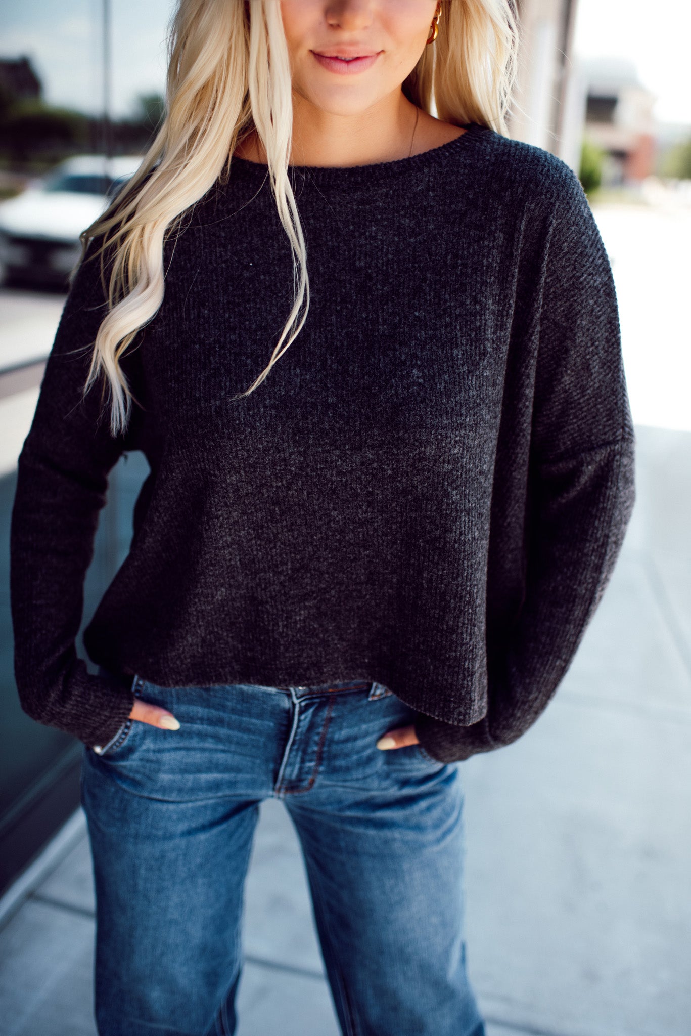 Zuri Ribbed Sweater (Ash Grey)