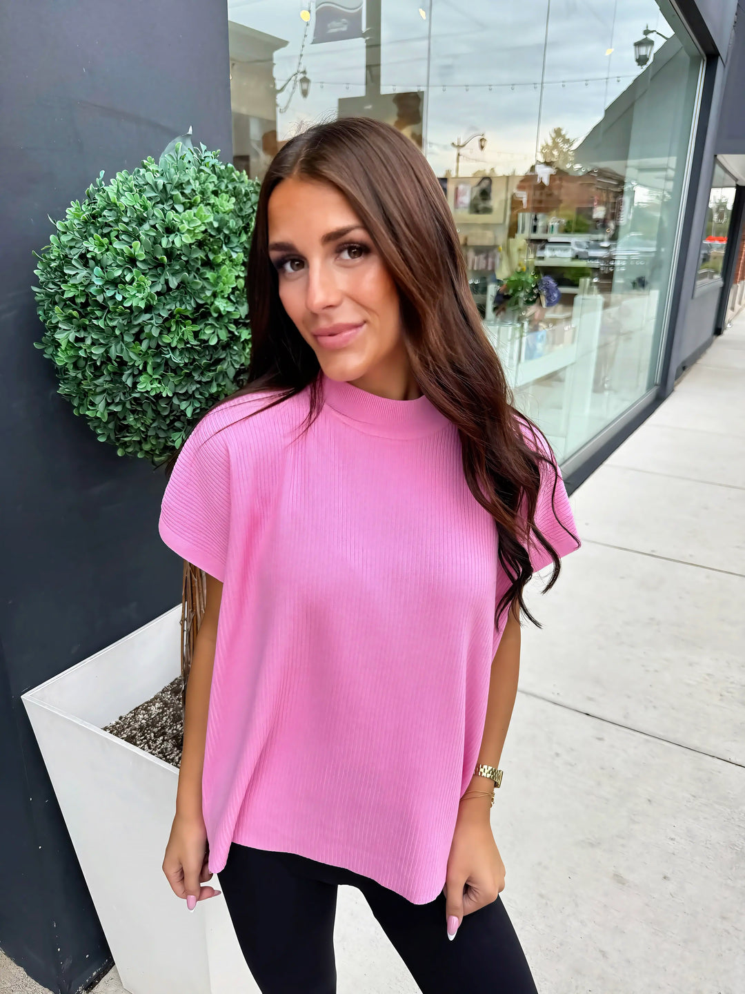 Modern Ease Mock Neck Sweater (Candy Pink)