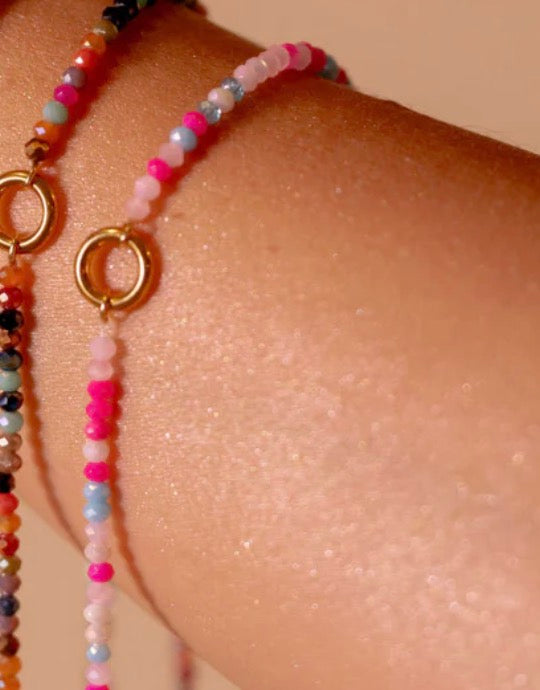 Multi Color Bead Necklace (Pink/Blue)