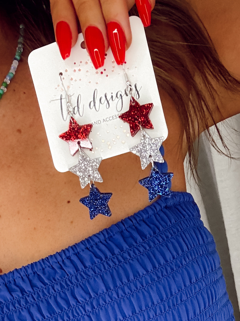 USA Star Dangle Earrings