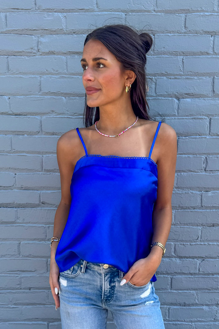 Soft Glow Satin Tank (Royal Blue)