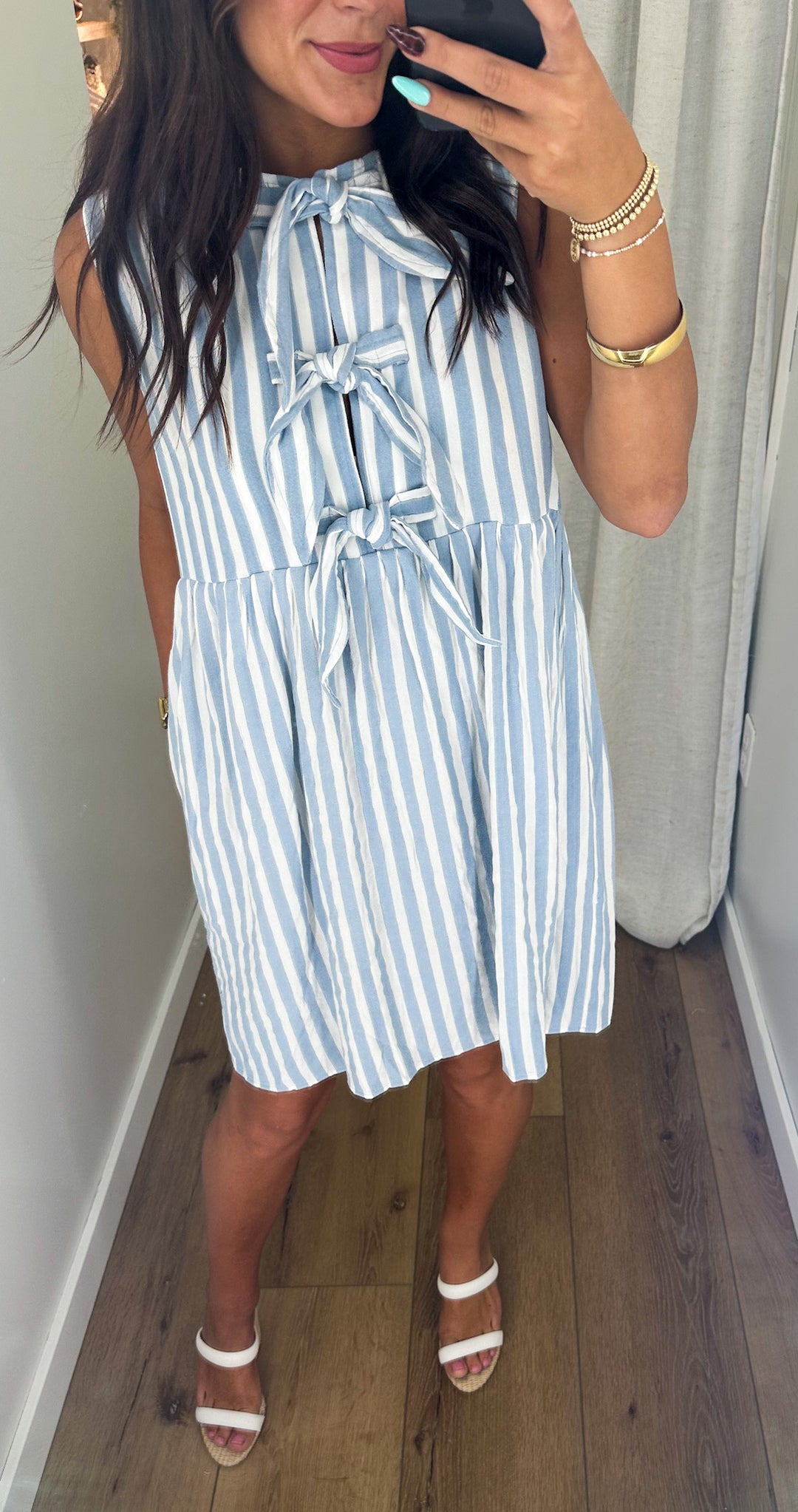Seaside Stroll Mini Dress (Light Blue)