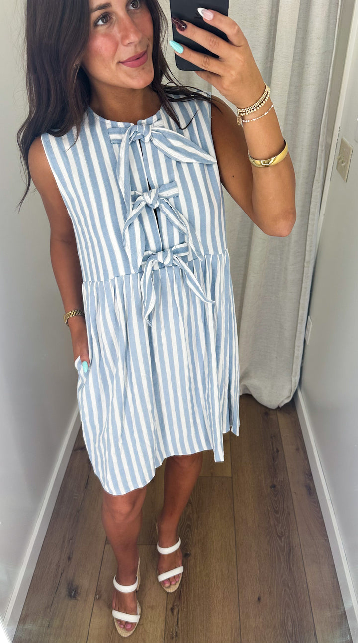 Seaside Stroll Mini Dress (Light Blue)
