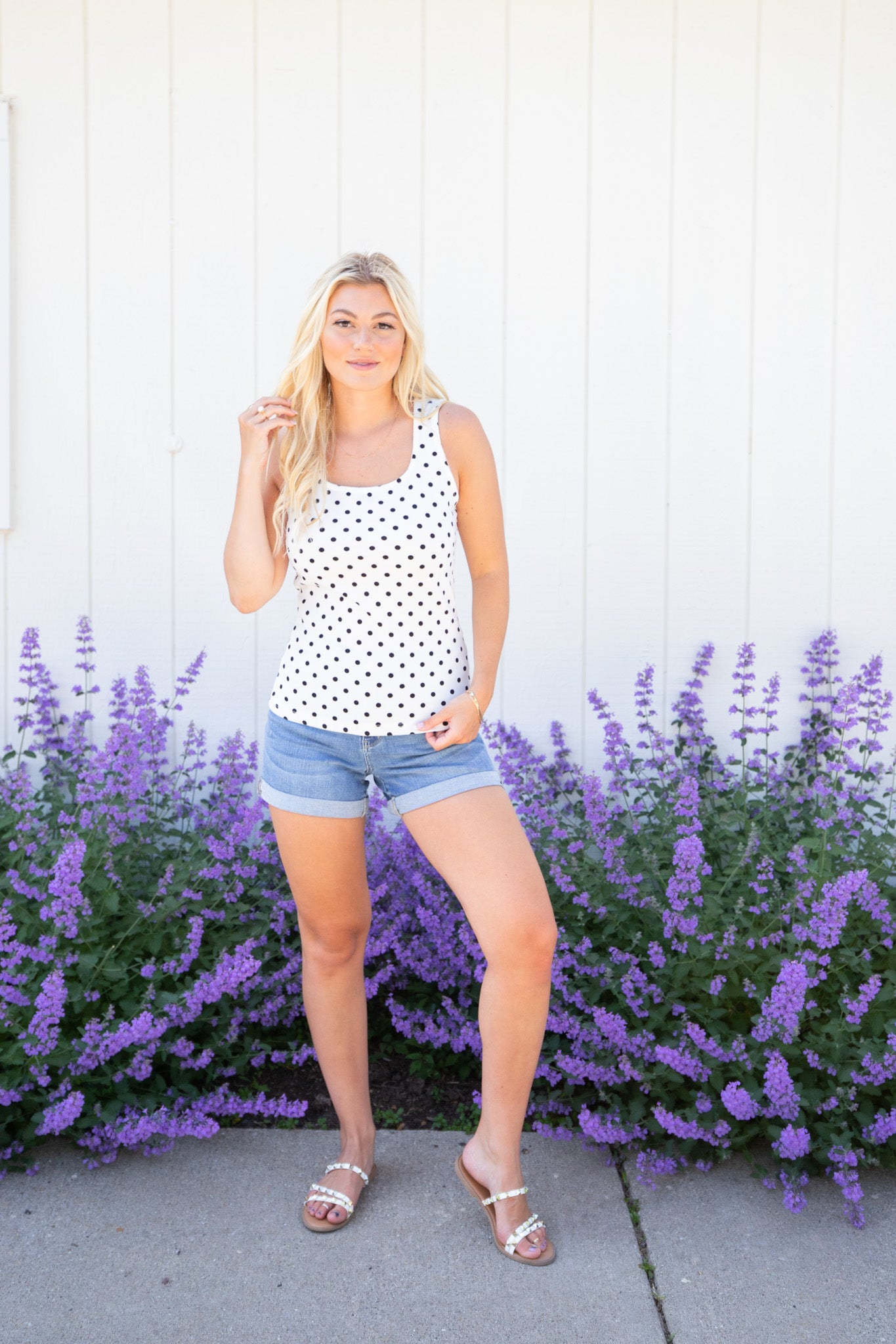 All Dotted Up Tank (Ivory/Black Dot)