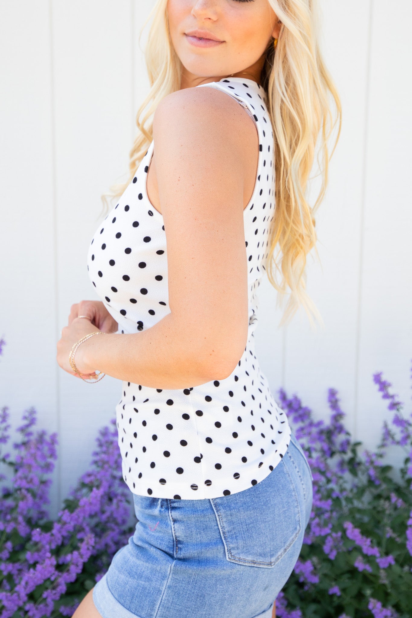 All Dotted Up Tank (Ivory/Black Dot)