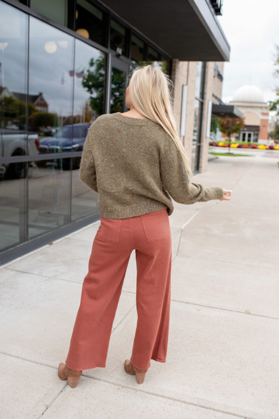 Fall Confetti Crewneck Sweater (Olive Multi)