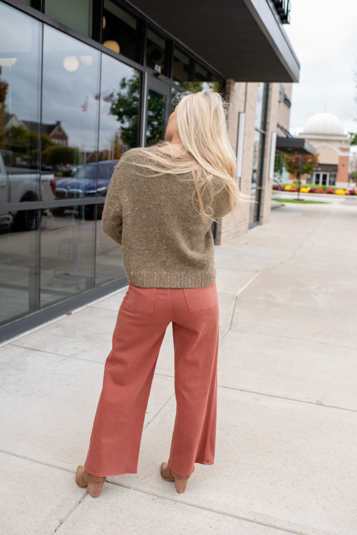 Fall Confetti Crewneck Sweater (Olive Multi)