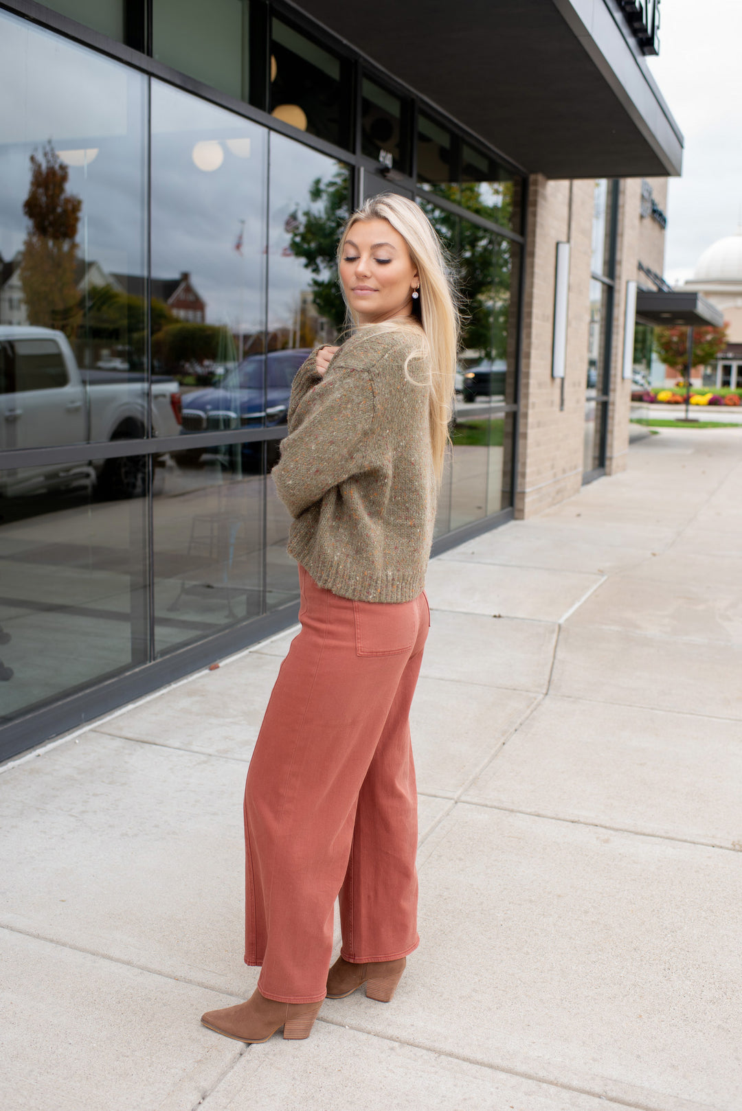 Fall Confetti Crewneck Sweater (Olive Multi)