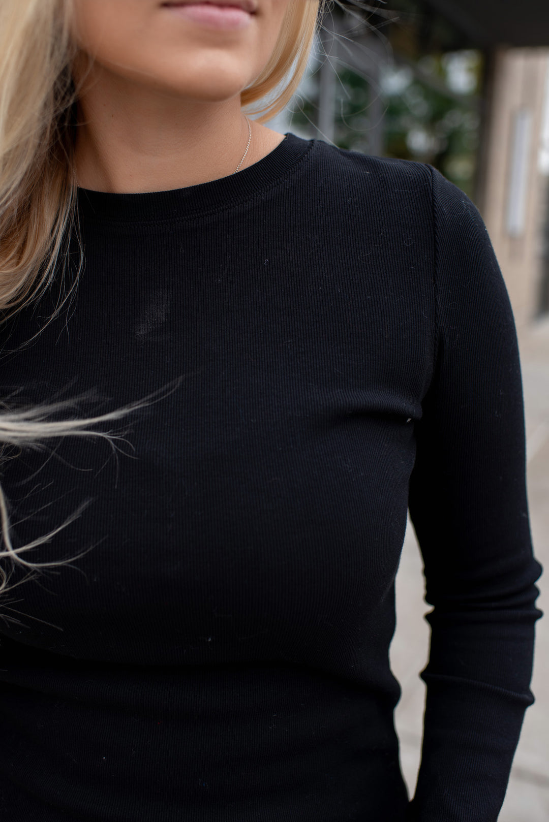 Ribbed & Ready Long Sleeve Top (Black)