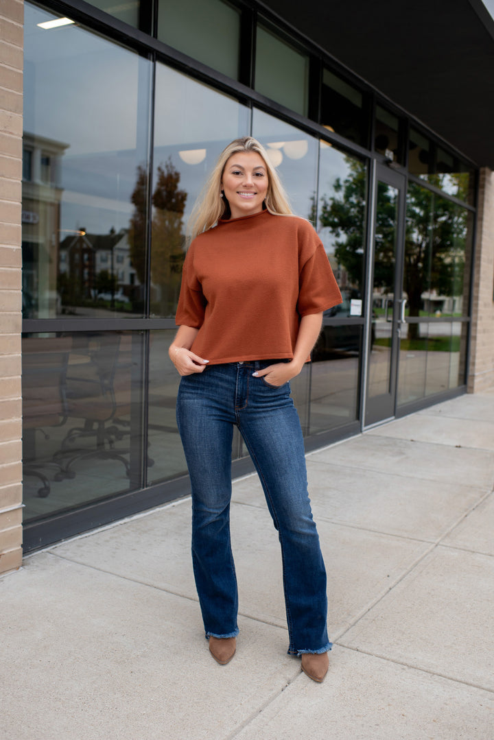 Pumpkin Spice Season Short Sleeve Sweater (Rust)