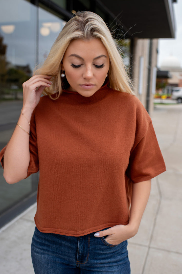 Pumpkin Spice Season Short Sleeve Sweater (Rust)