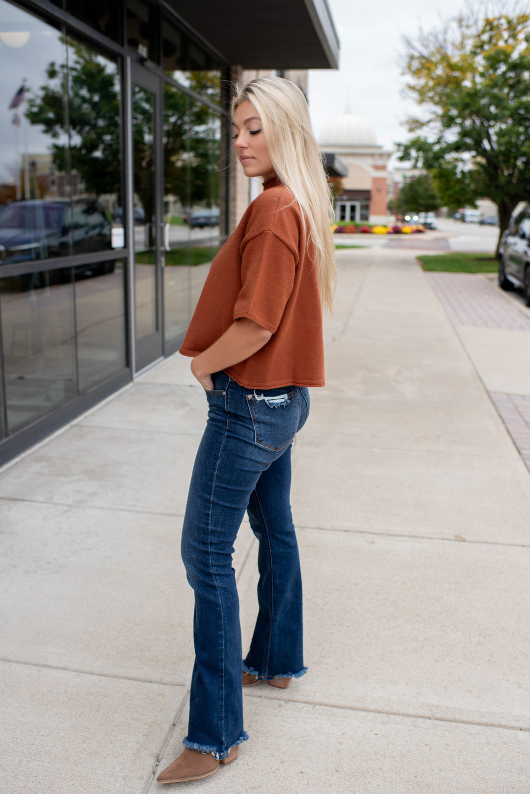 Pumpkin Spice Season Short Sleeve Sweater (Rust)