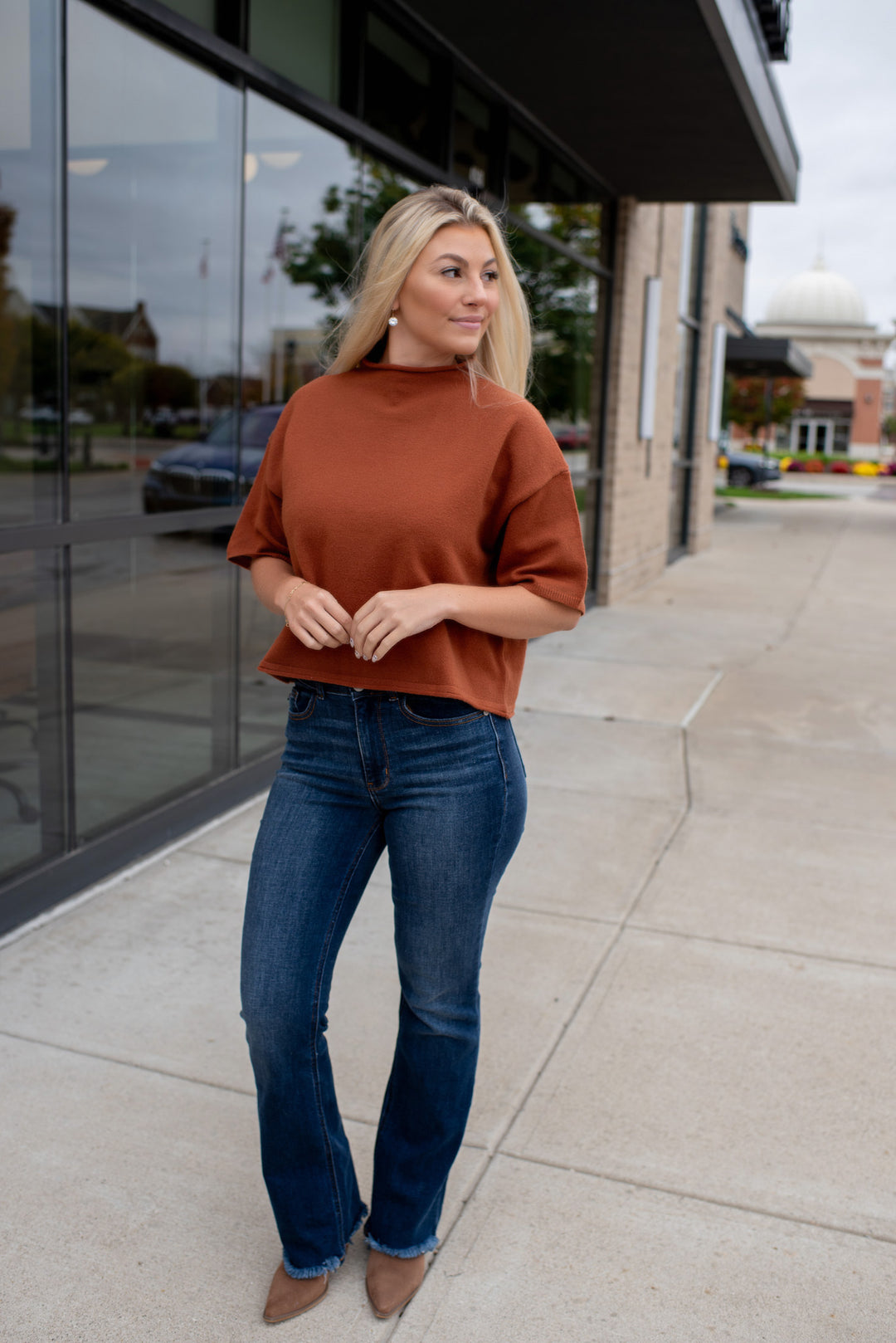 Pumpkin Spice Season Short Sleeve Sweater (Rust)
