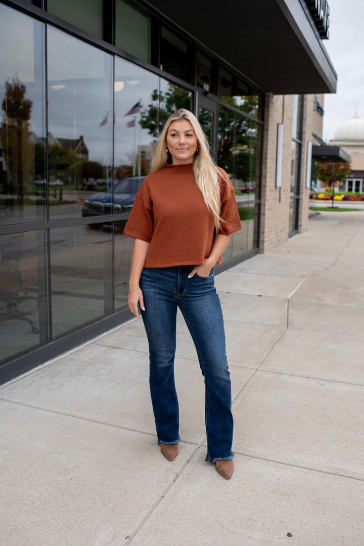 Pumpkin Spice Season Short Sleeve Sweater (Rust)