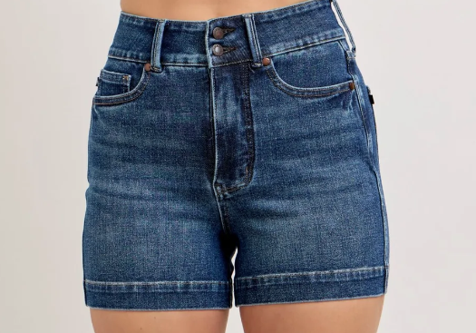 Judy Blue Payton Tummy Control Shorts (Dark)