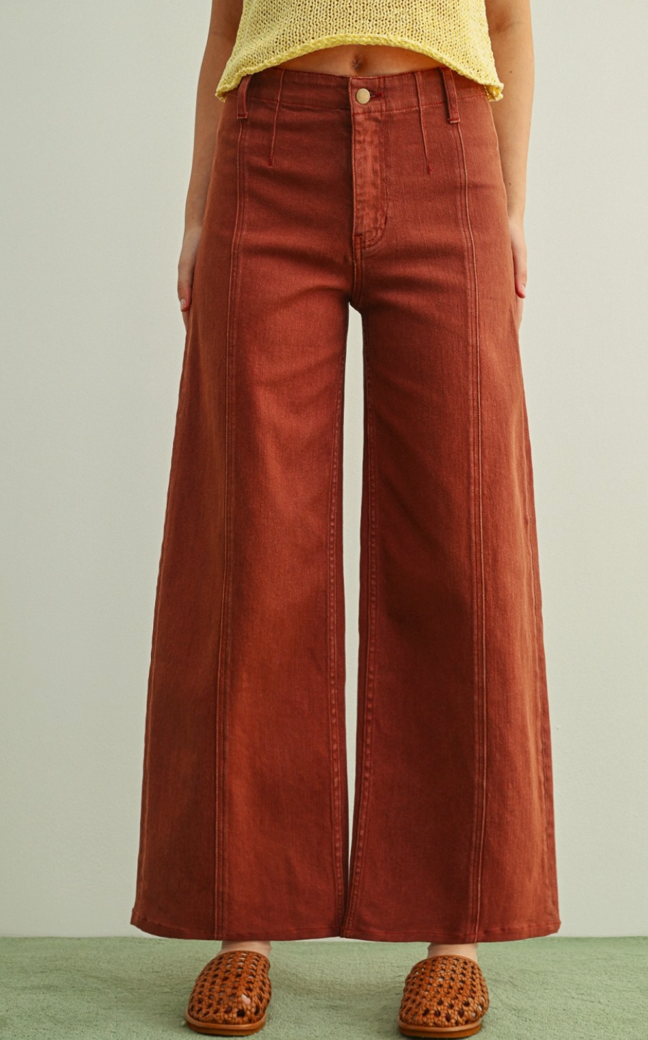 Clay Horizon Wide Leg Jeans (Terracotta)