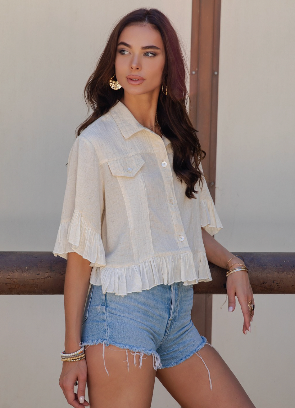 Monroe Button Up Top (Sand)