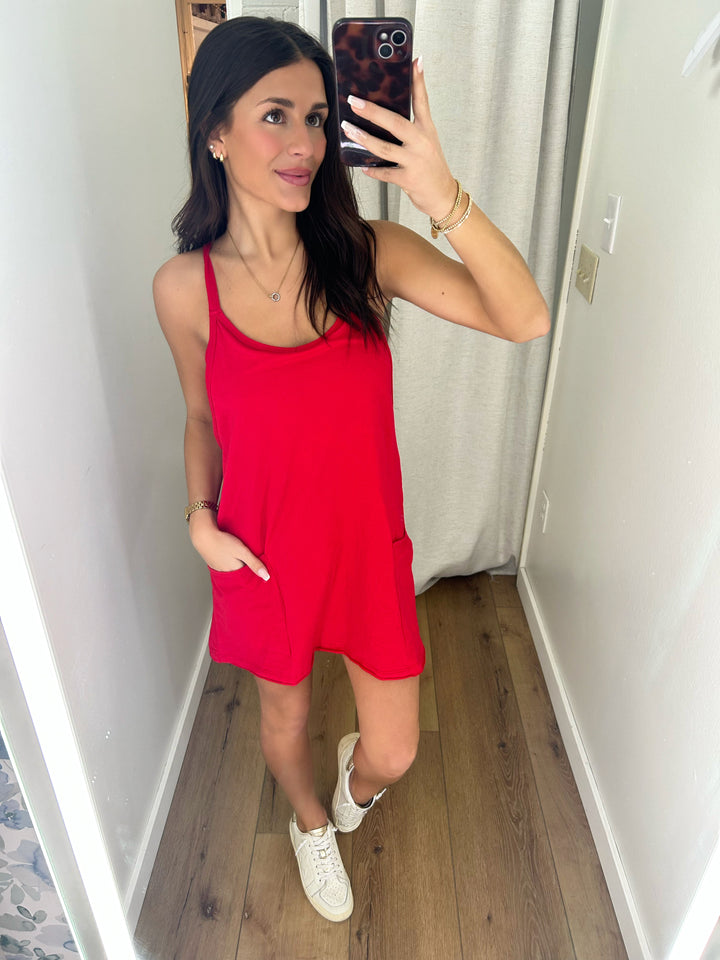 Chill Days Romper Dress (Ruby Red)