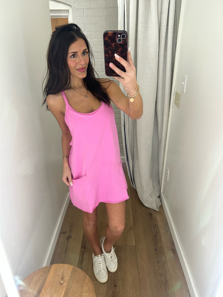 Chill Days Romper Dress (Candy Pink)