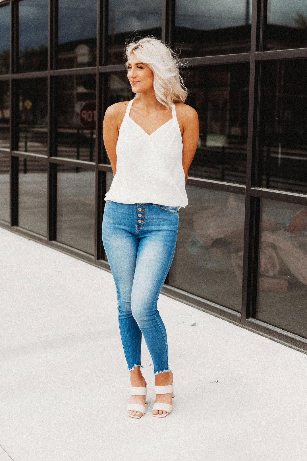 Sure Thing Surplice Tank (Ivory)